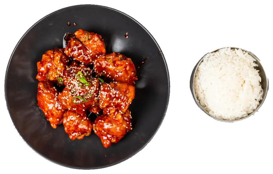 Yangnim Chicken – scharf frittierte Hähnchenschenkel ohne Knochen mit Scharfsauce