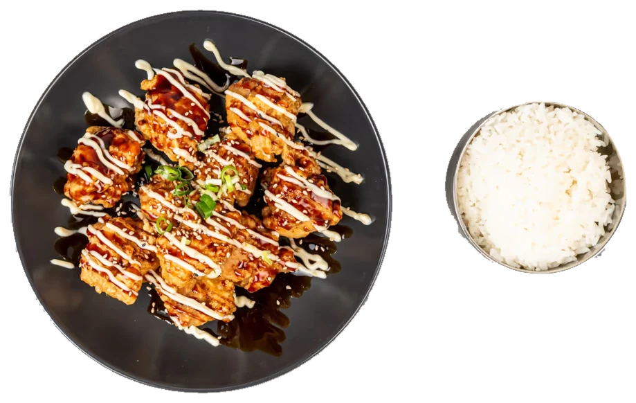 Tugim Dakgogi – knusprig frittierte Hähnchenbrust mit gebratenem Gemüse und Teriyakisauce